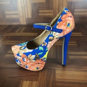 GLAZE Floral Mary Jane Platform Pumps Heels